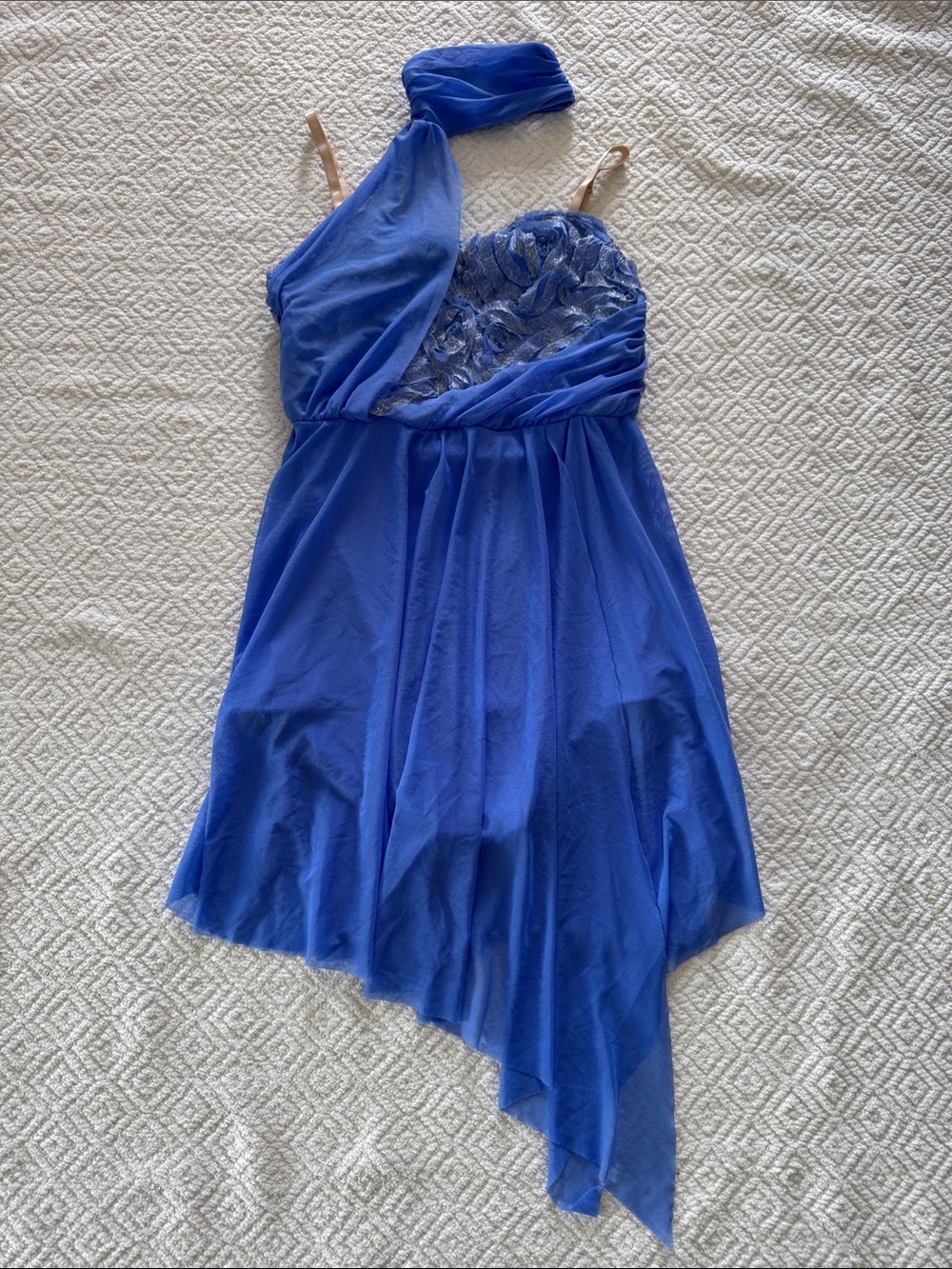 Weissman Royal Blue Costume Dance Asymmetric Dress Sz SA